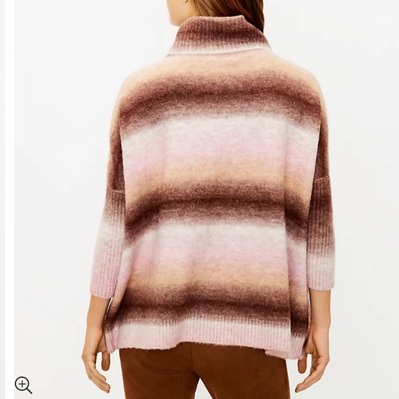 LOFT Striped Ombre Cowl Neck Oversized Dolman Sweater Size L - Picture 3 of 6